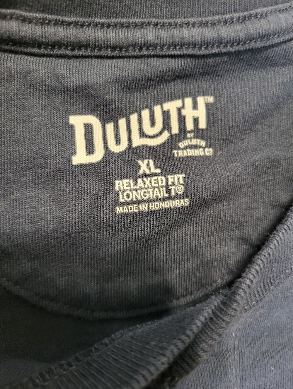 Duluth Trading Co Relaxed Fit Longtail T Shirt Navy Blue Henley Cotton Size XL - Picture 6 of 8